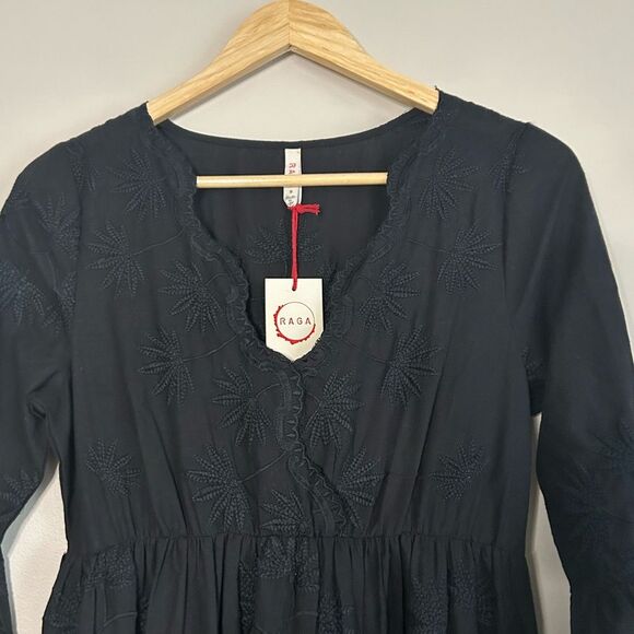 Anthropologie x Raga Black Jaya Floral Embroidered Maxi Dress Size Small - Picture 6 of 12